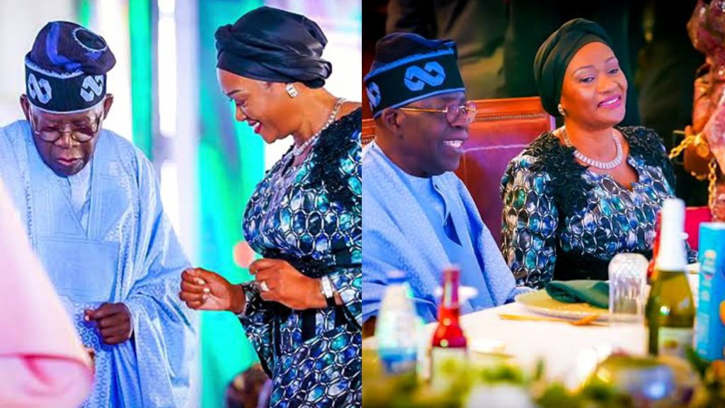 A picture of President Tinubu celebrating with his wife 
