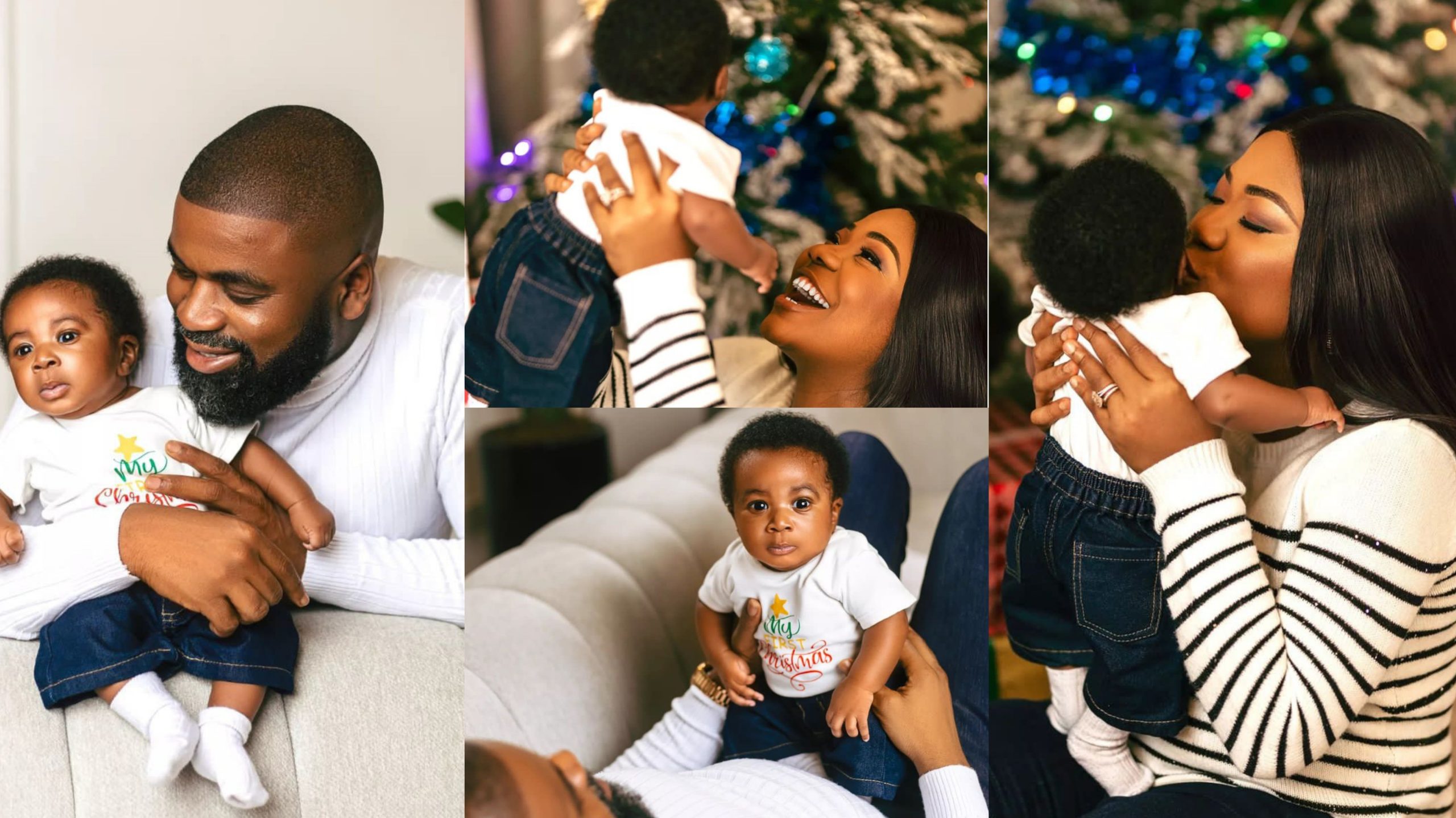 Pictures combination of Mercy Chinwo's Son with his parents 