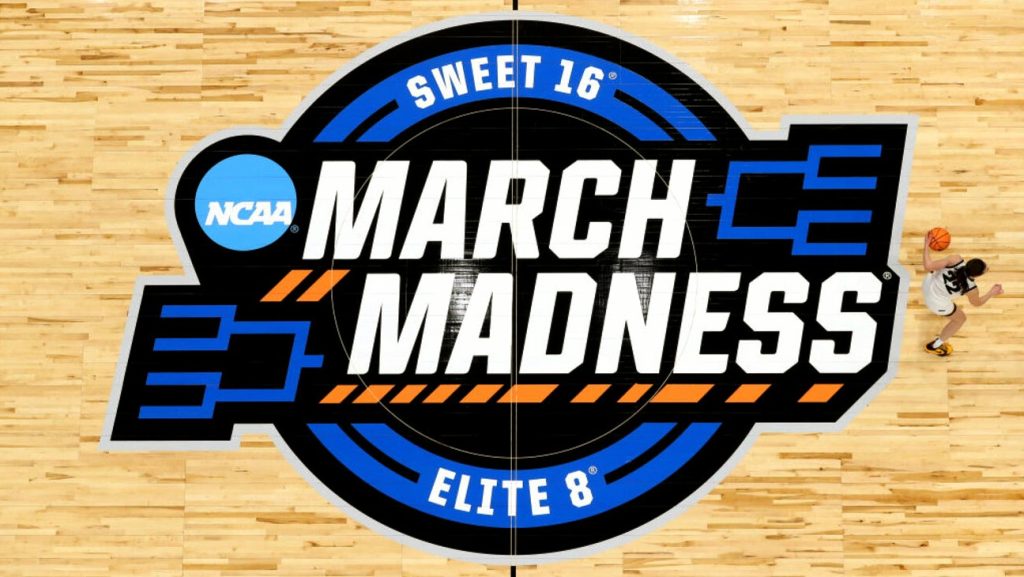 A picture of the Women’s March Madness Court floor design