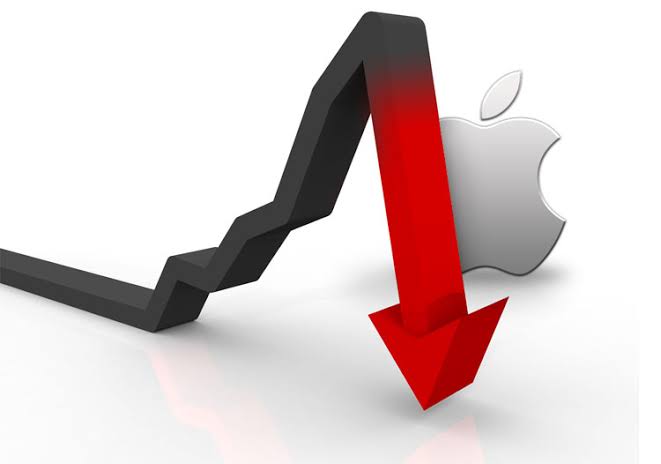 Apple Shares Drop Down
Photo of apple symbol and arrow going down
