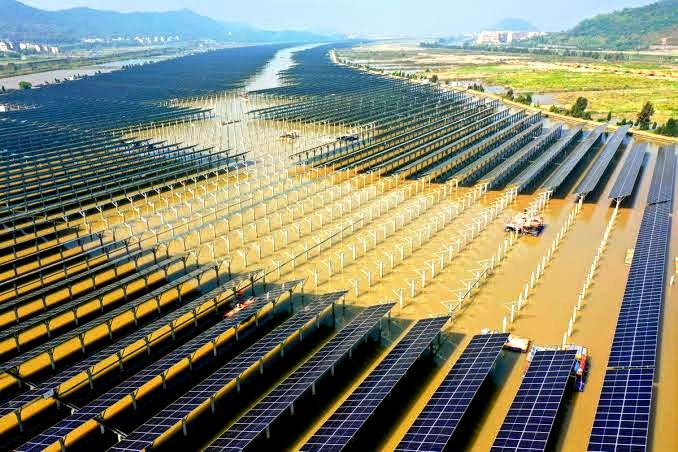 China's commitment to dominating: A picture of China's new solar panel farm 