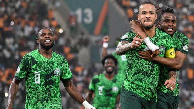 A picture of Captain William Troost-Ekong and Super Eagles team players 