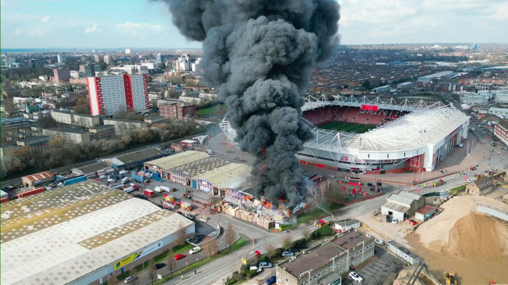 Champions League Clash Postponed : Photo of the fire outbreak 