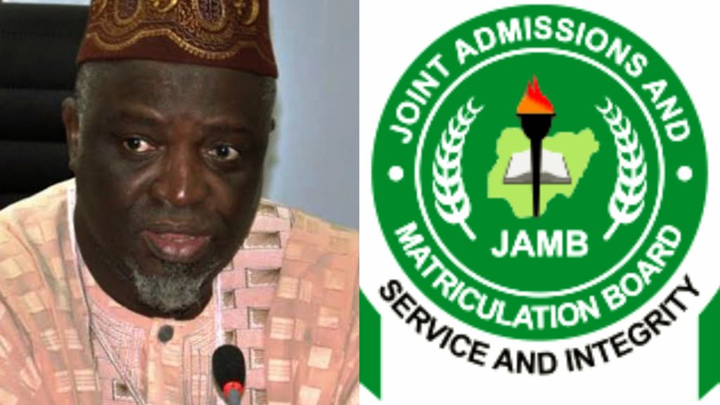 JAMB has Divulged the Cost for Altering Candidates' Names: A picture combination of JAMB boss and JAMB logo 