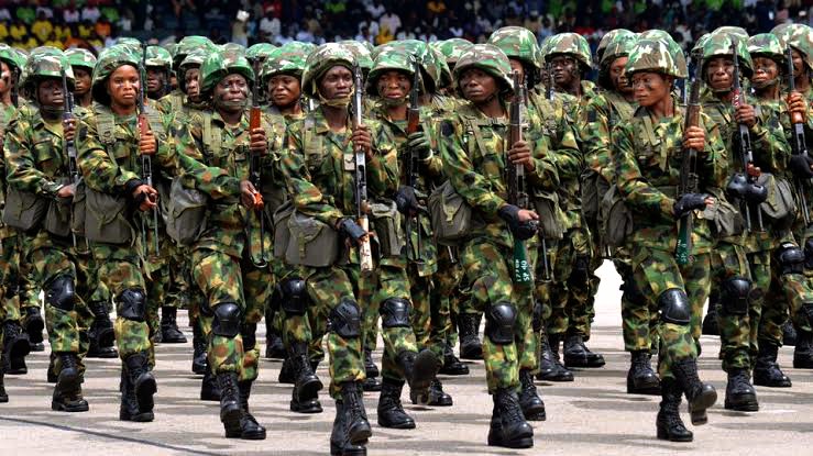 A picture of Nigerian Army personnels in a parade 