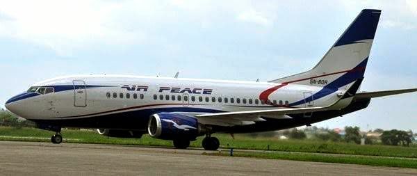 A picture of Air Peace plane on ground
