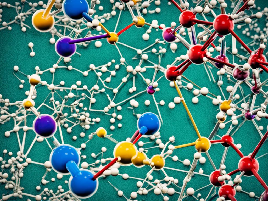 An image of organic chemistry that showcases the various types and examples, with a focus on the basic principles that underpin this field of science. Organic structures, chemical reactions, and other visual elements are used to convey the complexity and complications of studying organic compounds. The image uses colors and textures that represent the diverse range of organic molecules found in nature and convey a sense of scientific inquiry and experimentation in your artwork.