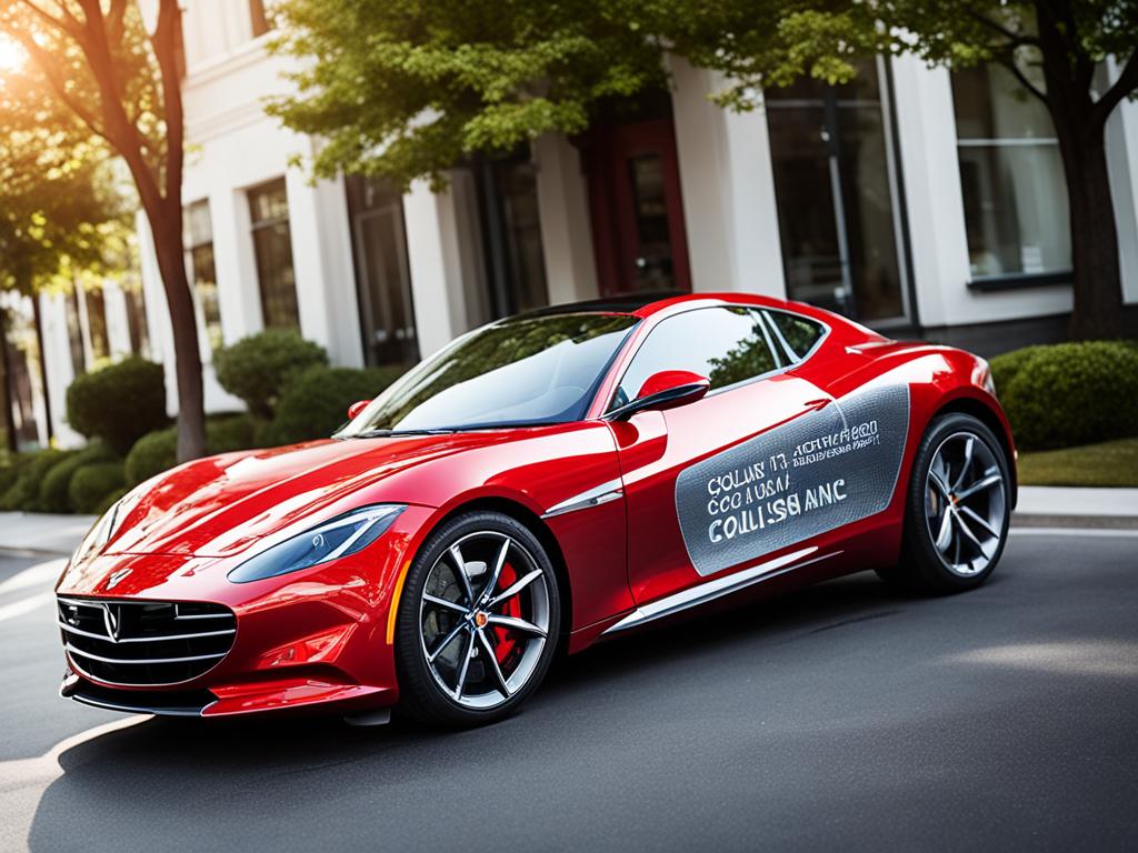 A sleek red sports car parked on a quiet street, the car is brand-new and untouched, while the surrounding area shows signs of wear and tear.