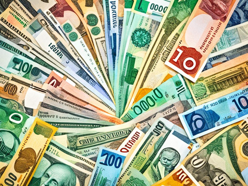 A swirling mixture of different currencies from around the world, all converging into a single point that represents Nigeria's economy. The image conveys a sense of growing opportunity and prosperity while also hinting at the challenges and risks that come with foreign investment. Overall, the image is dynamic, colorful, and eye-catching, drawing viewers in and inviting them to explore Nigeria's economy in more detail.