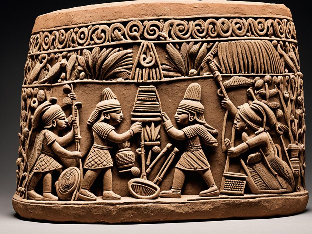 An image that showcases the ancient Nok civilization of Nigeria, including their distinctive terracotta sculptures and ironworking techniques. It shows how their art and technology influenced later Nigerian cultures and played a key role in the region's development.