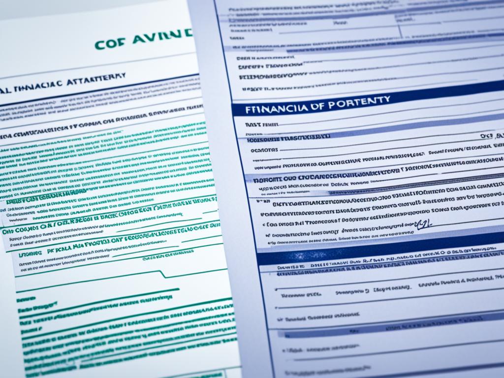 An image of a document with the words "Financial Power of Attorney" written on it. The document is official, with legal text and signatures visible. It uses a color scheme that is associated with finance and business, such as dark blues and greens. The background features elements related to finances to emphasize the financial responsibilities of the attorney-in-fact.