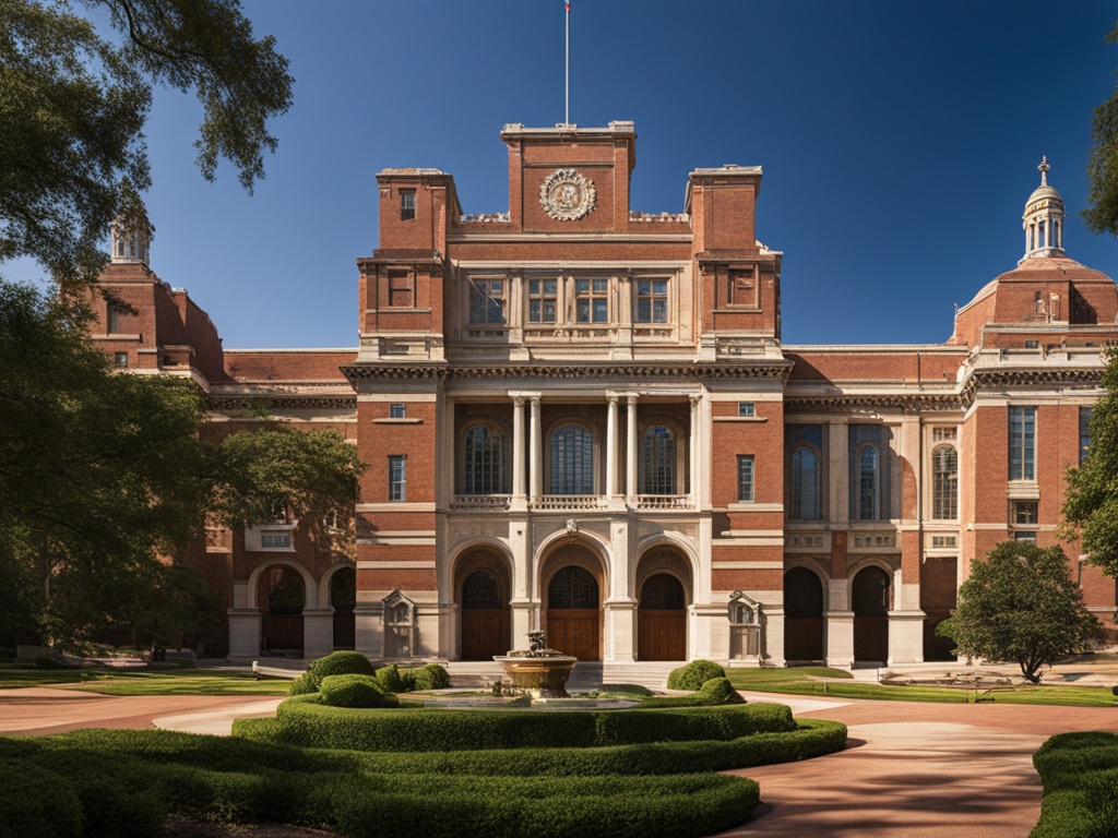 An image that showcases the grandeur and tradition of America's top academic institutions. It includes iconic architecture and lush greenery, evoking a sense of history and prestige. Warm and rich colors are used to convey the intellectual and cultural richness of these universities while maintaining a sense of elegance and refinement.