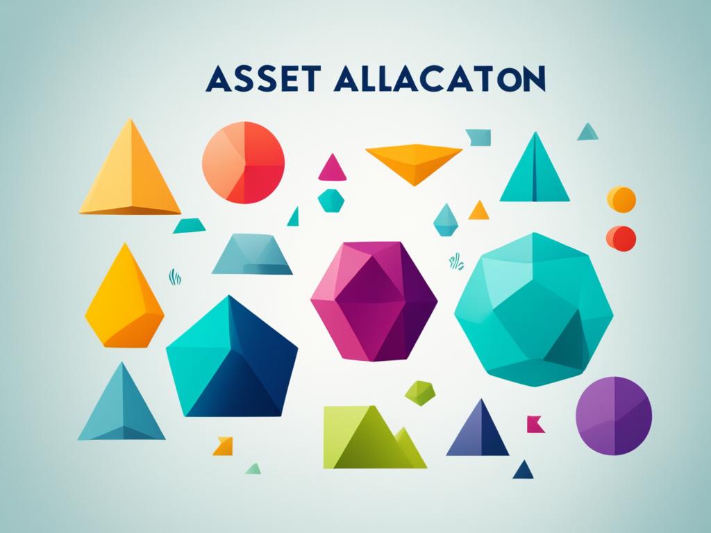 An image that evokes the idea of asset allocation as a long-term investment plan. Different colored shapes or patterns are used to represent various types of assets, such as stocks, bonds, real estate, and commodities. These elements are arranged in a way that suggests diversity and balance, with no one type of asset dominating the others. Overlapping shapes are used to convey the idea of synergy or symbiosis between different asset classes.