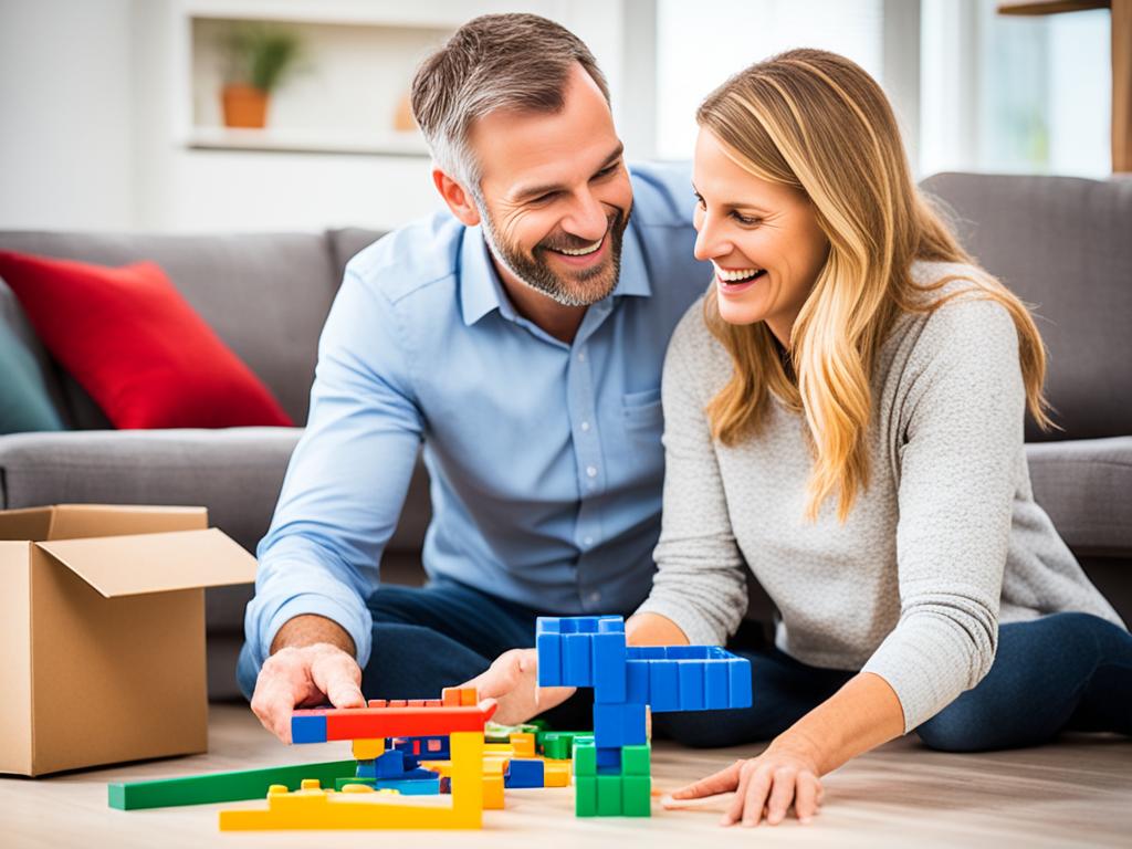 An image of a couple working together in a loving and supportive way, emphasizing teamwork, communication, and mutual respect.