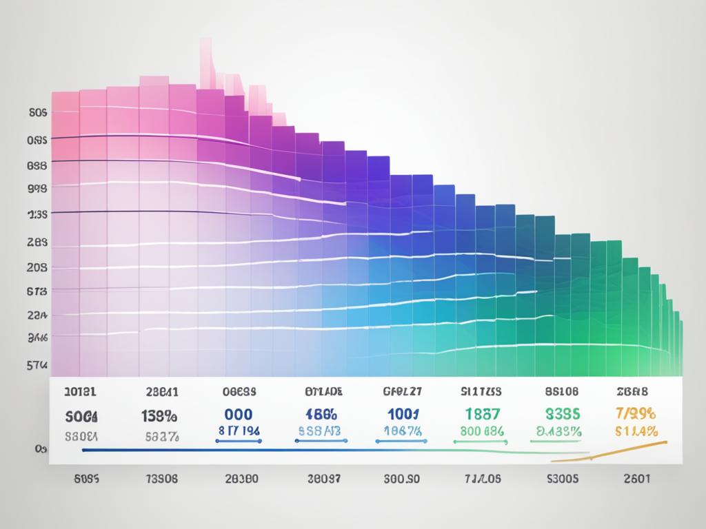 A visual image of the growth of a mutual fund over time, it uses color gradients to represent increased performance.