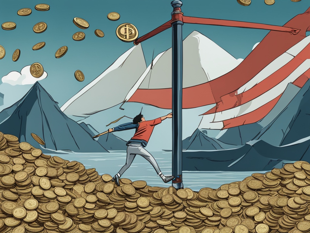 Debt Management: An animated picture of a person standing on coins at the seaside