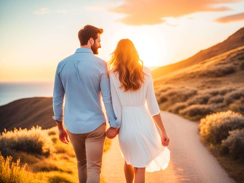 Dating: A picture of a young couple walking while holding hands