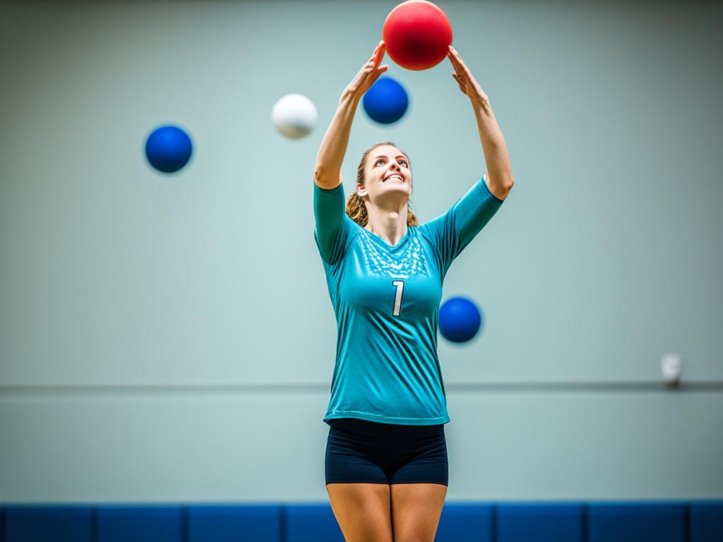 A picture of a lady holding a red ball