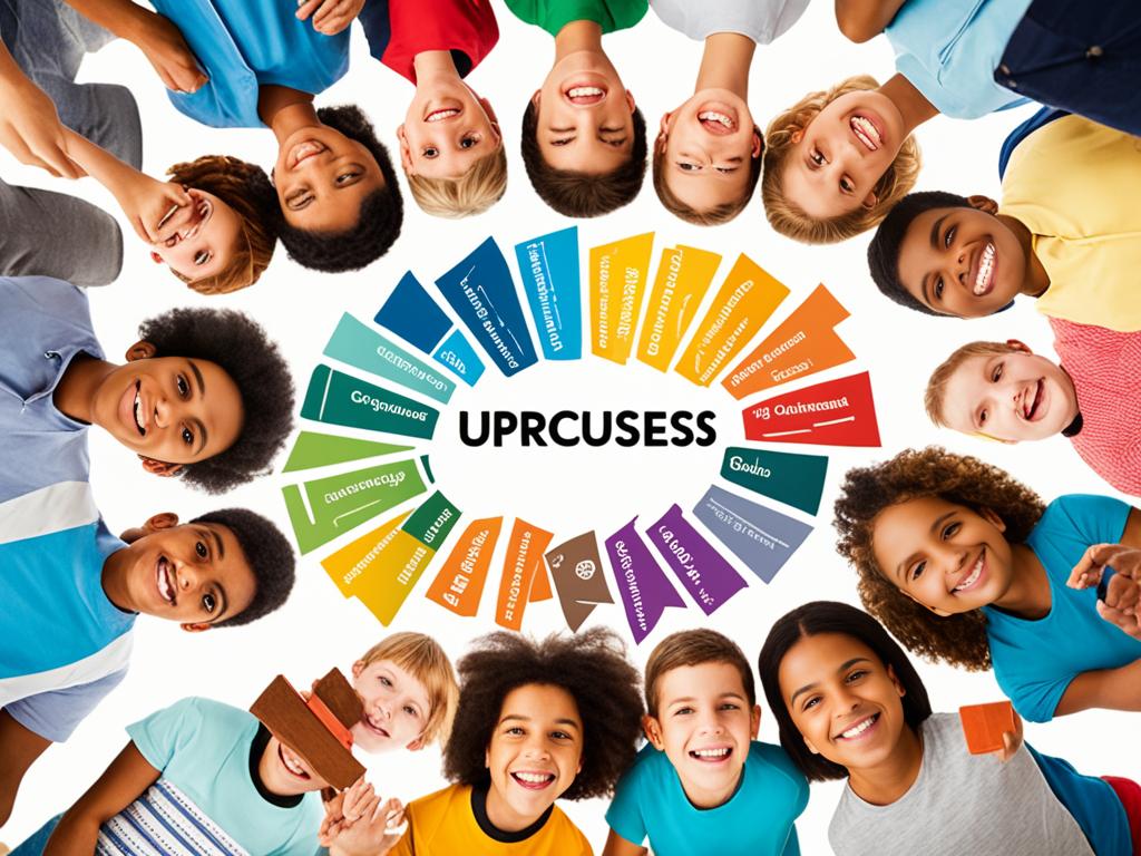 An image of a diverse group of students engaged in various educational activities, using materials and resources that reflect different cultures and backgrounds. It shows the curriculum as inclusive and welcoming, with equal opportunities for all students to learn and grow regardless of their ethnicity or heritage. Colors and shapes are used to represent cultural diversity and emphasize the importance of recognizing and celebrating differences.