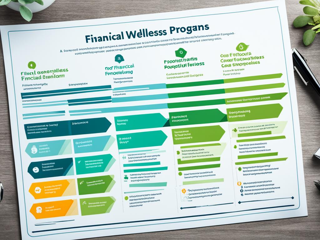 A chart comparing the costs and benefits of financial wellness programs in the workplace. It shows both positive and negative impacts on the ROI analysis, using contrasting colors and clear labels to indicate each category. It uses simple shapes, such as bars and icons, to represent each element of the analysis.