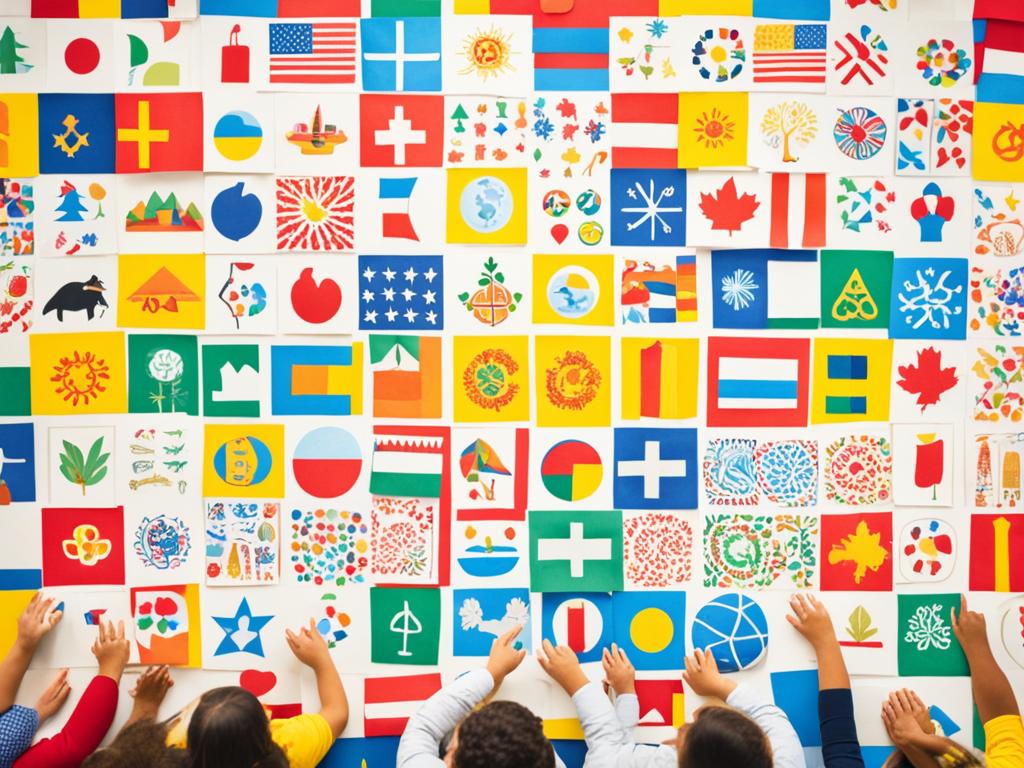 An image that illustrates culturally responsive teaching strategies using symbols and patterns from different cultures around the world.