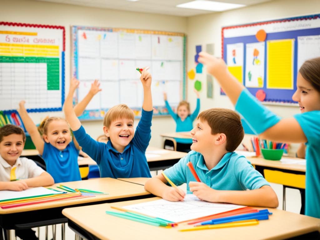 Effective Teaching Methods: A well-organized classroom with students engaged in various activities.