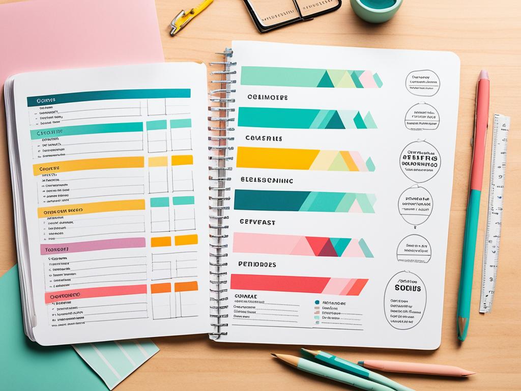 An image of budget categories using shapes and colors to represent each spending category. It uses a range of pastel colors to indicate different types of expenses such as bills, groceries, transportation, entertainment, and savings. It uses bold lines to differentiate between categories, with overlapping outlines to represent flexible spending.